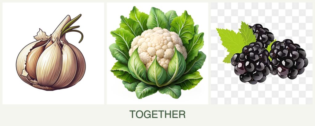 Can you plant garlic, cauliflower and blackberries together?