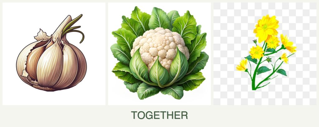 Can you plant garlic, cauliflower and calendula together?