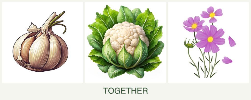 Can you plant garlic, cauliflower and cosmos together?