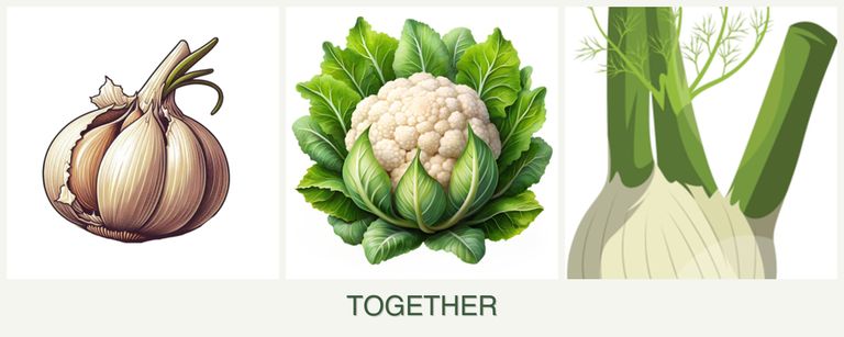 Can you plant garlic, cauliflower and fennel together?