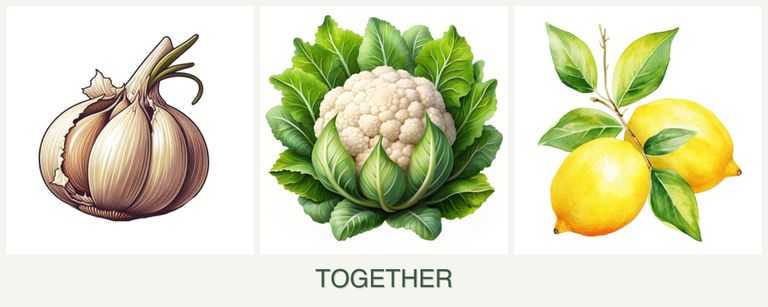 Can you plant garlic, cauliflower and lemons together?