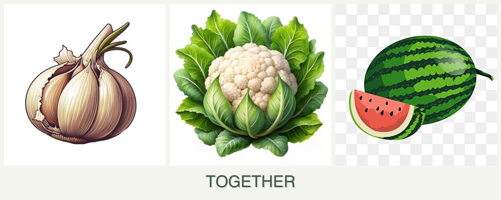 Can you plant garlic, cauliflower and melons together?