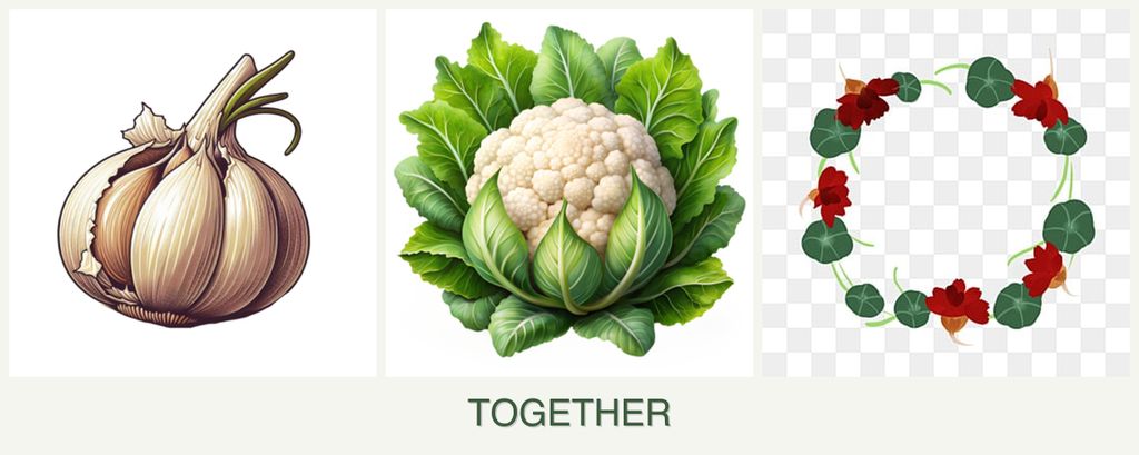 Can you plant garlic, cauliflower and nasturtiums together?