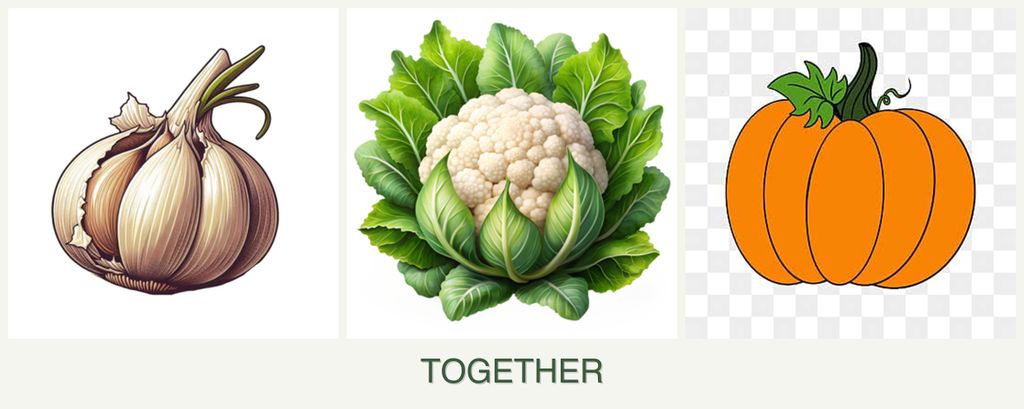 Can you plant garlic, cauliflower and pumpkin together?