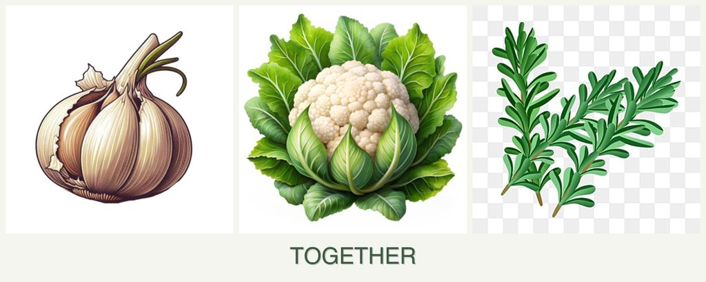 Can you plant garlic, cauliflower and rosemary together?