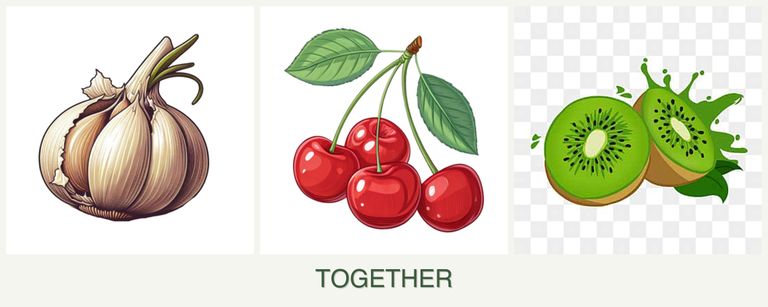 Can you plant garlic, cherries and kiwi together?