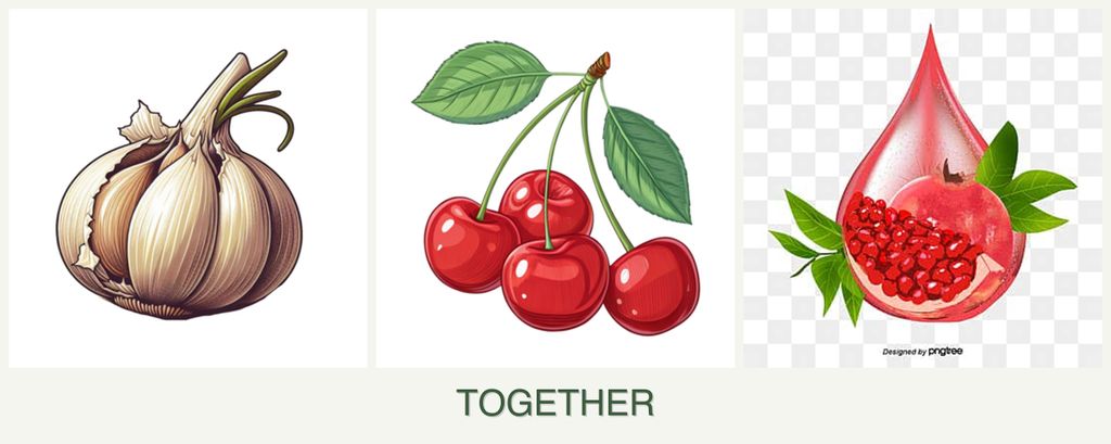 Can you plant garlic, cherries and pomegranates together?