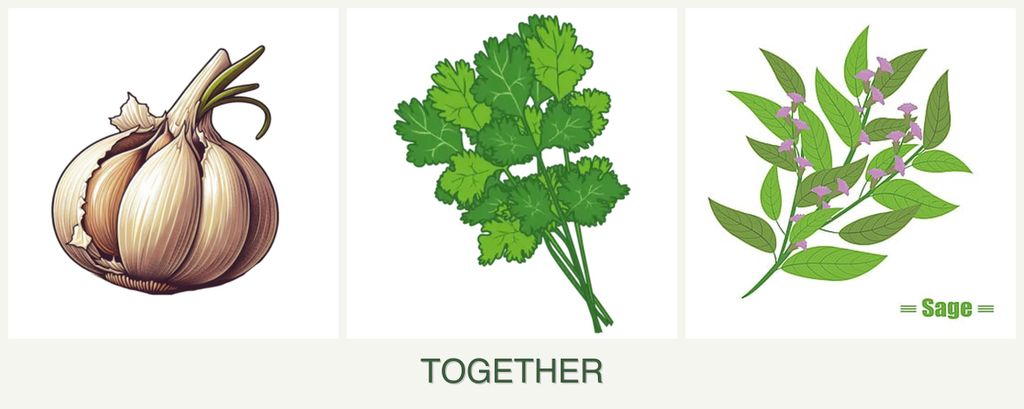 Can you plant garlic, cilantro and sage together?