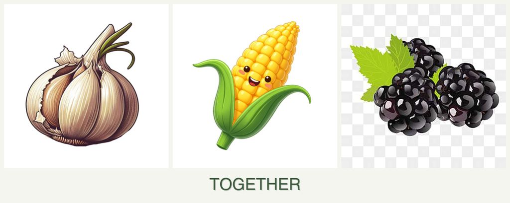 Can you plant garlic, corn and blackberries together?