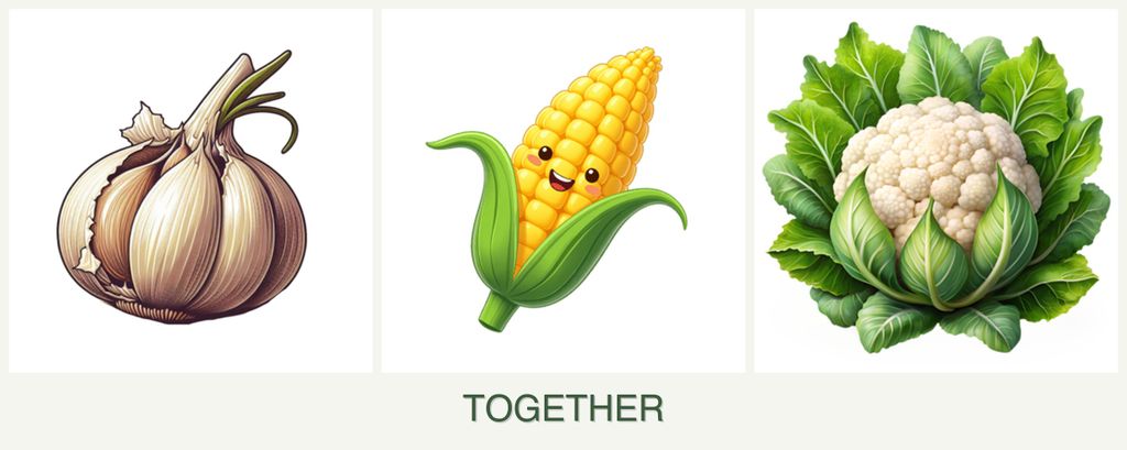 Can you plant garlic, corn and cauliflower together?