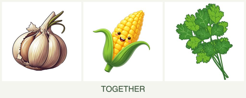 Can you plant garlic, corn and cilantro together?