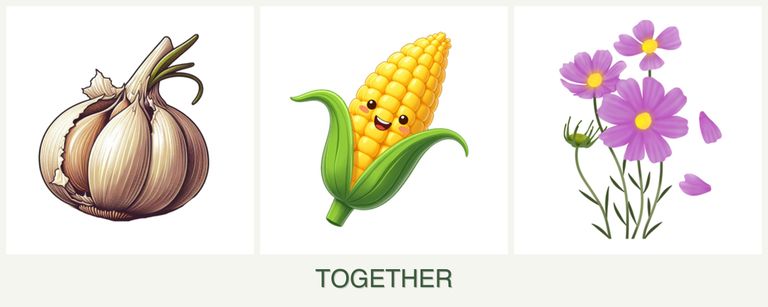 Can you plant garlic, corn and cosmos together?