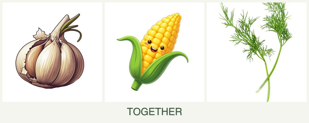 Can you plant garlic, corn and dill together?
