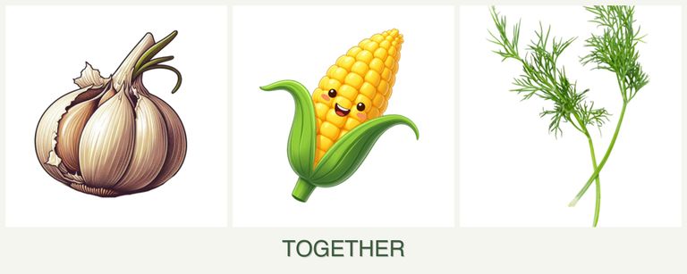 Can you plant garlic, corn and dill together?