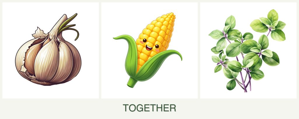 Can you plant garlic, corn and oregano together?