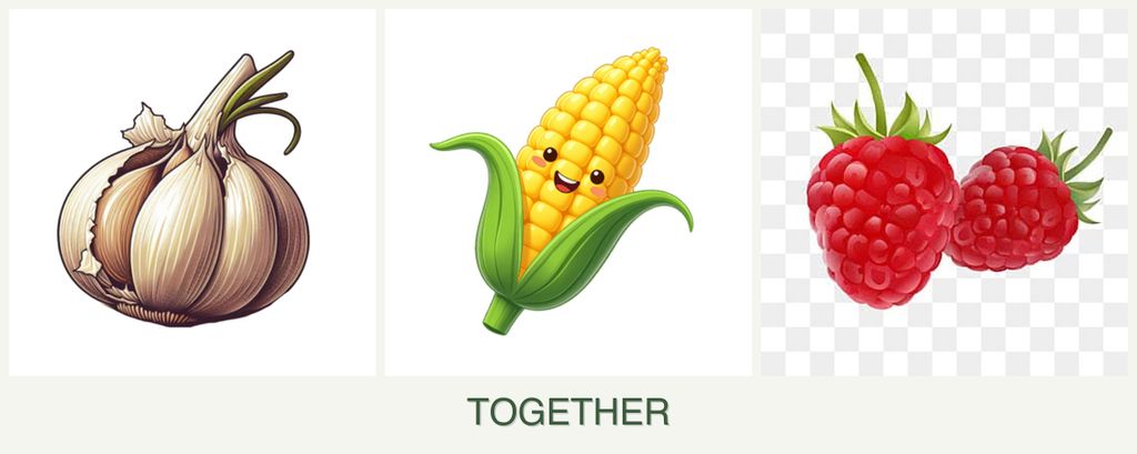 Can you plant garlic, corn and raspberries together?