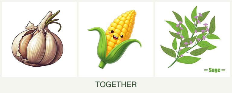 Can you plant garlic, corn and sage together?