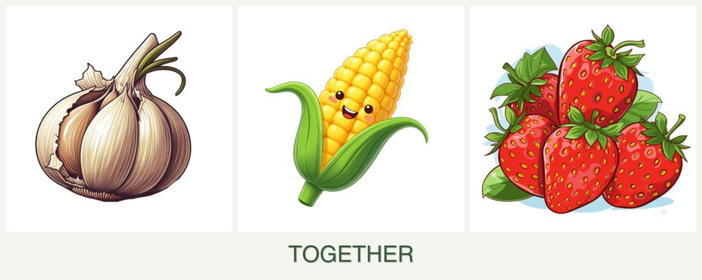 Can you plant garlic, corn and strawberries together?