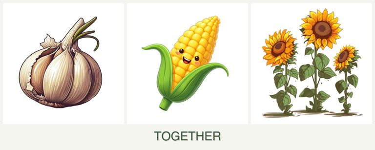 Can you plant garlic, corn and sunflowers together?