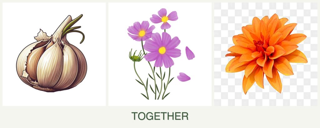 Can you plant garlic, cosmos and dahlias together?
