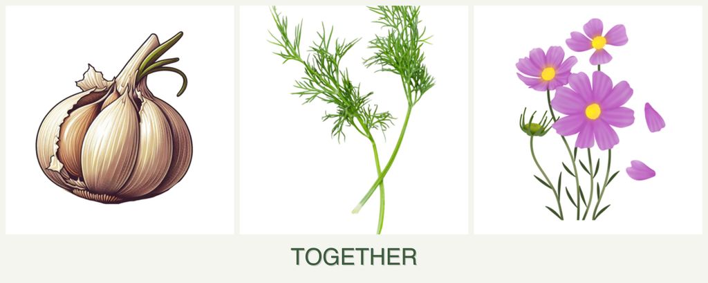 Can you plant garlic, dill and cosmos together?