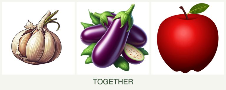 Can you plant garlic, eggplant and apples together?