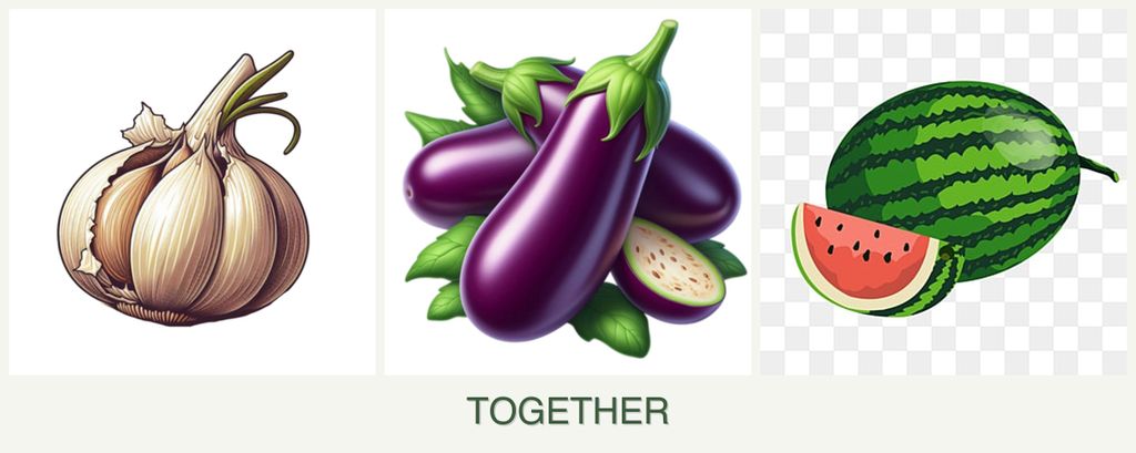Can you plant garlic, eggplant and melons together?