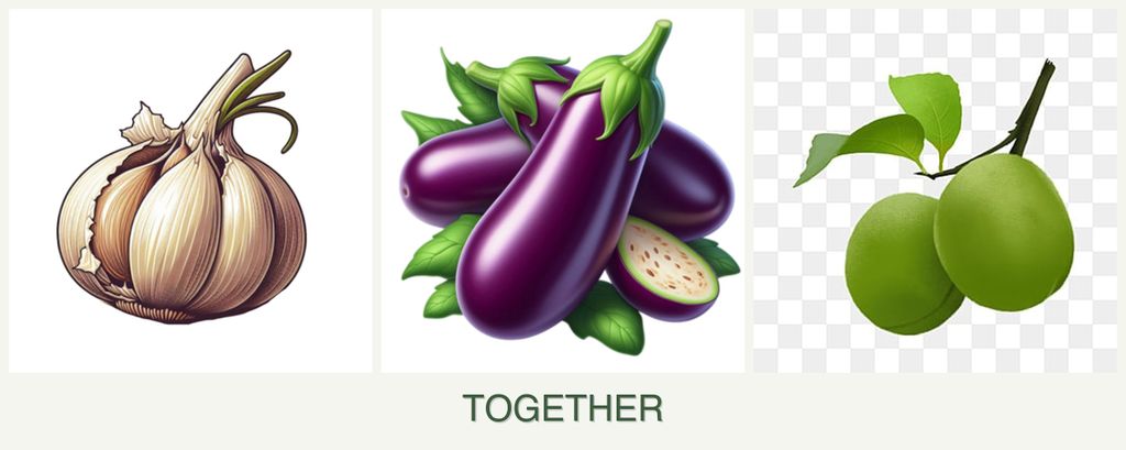 Can you plant garlic, eggplant and plums together?