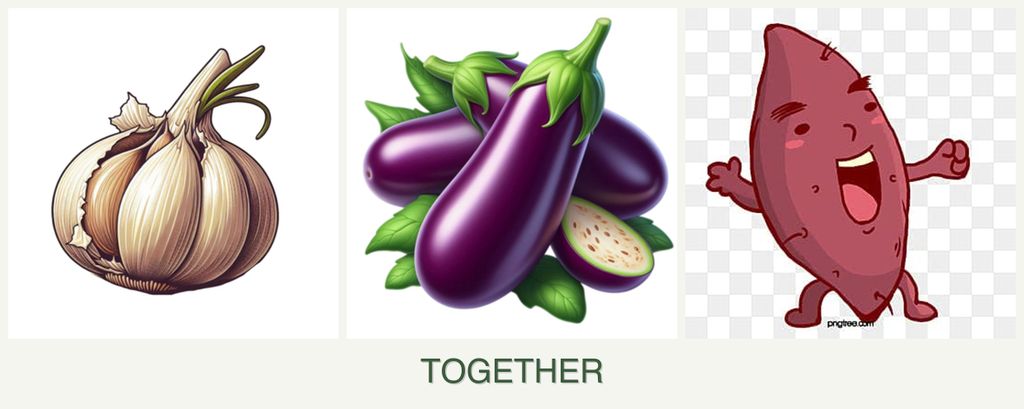 Can you plant garlic, eggplant and sweet potatoes together?