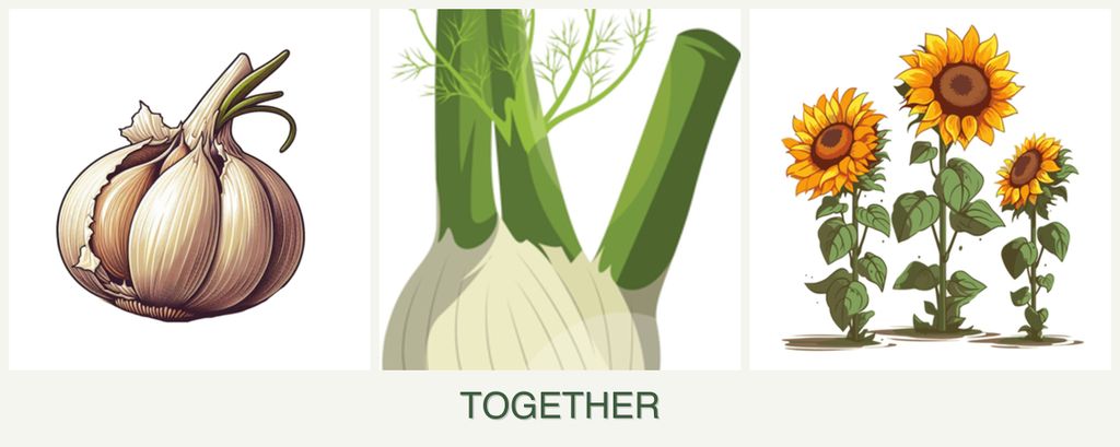 Can you plant garlic, fennel and sunflowers together?