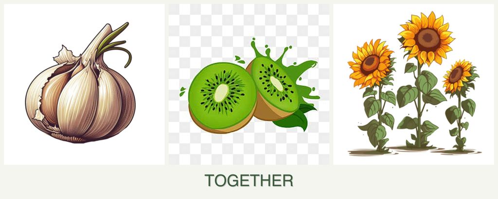 Can you plant garlic, kiwi and sunflowers together?
