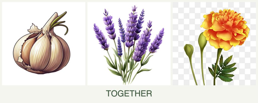 Can you plant garlic, lavender and marigolds together?