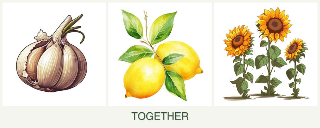 Can you plant garlic, lemons and sunflowers together?
