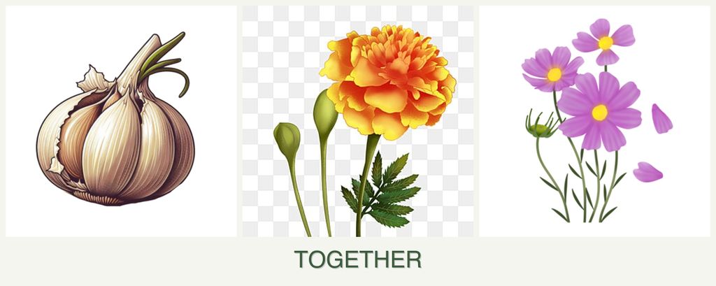 Can you plant garlic, marigolds and cosmos together?