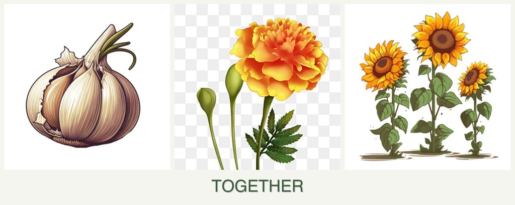 Can you plant garlic, marigolds and sunflowers together?