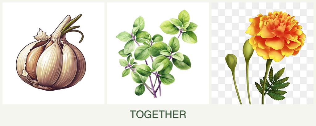 Can you plant garlic, oregano and marigolds together?
