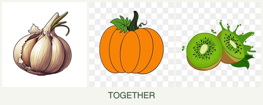 Can you plant garlic, pumpkin and kiwi together?