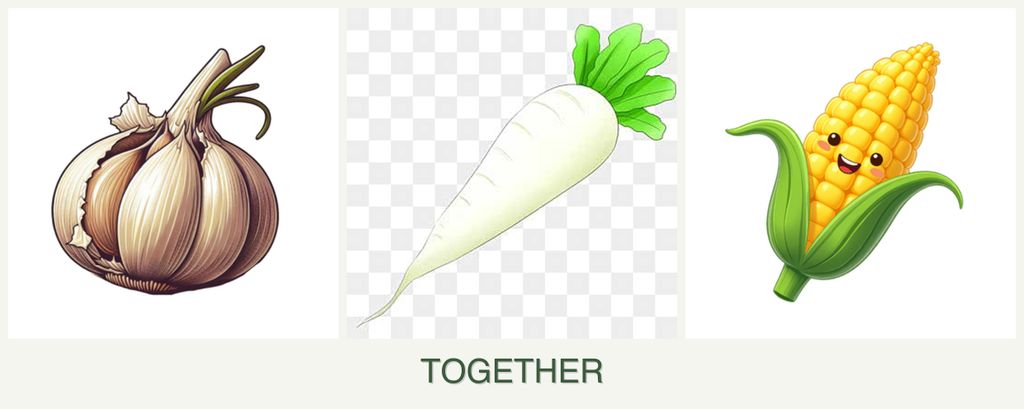 Can you plant garlic, radishes and corn together?