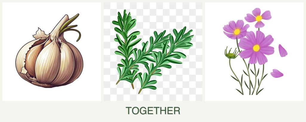 Can you plant garlic, rosemary and cosmos together?