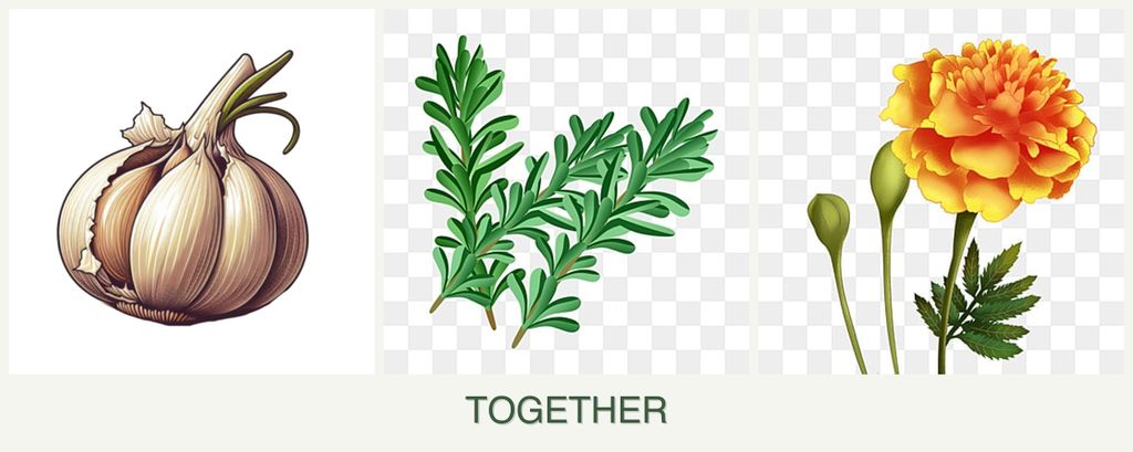 Can you plant garlic, rosemary and marigolds together?
