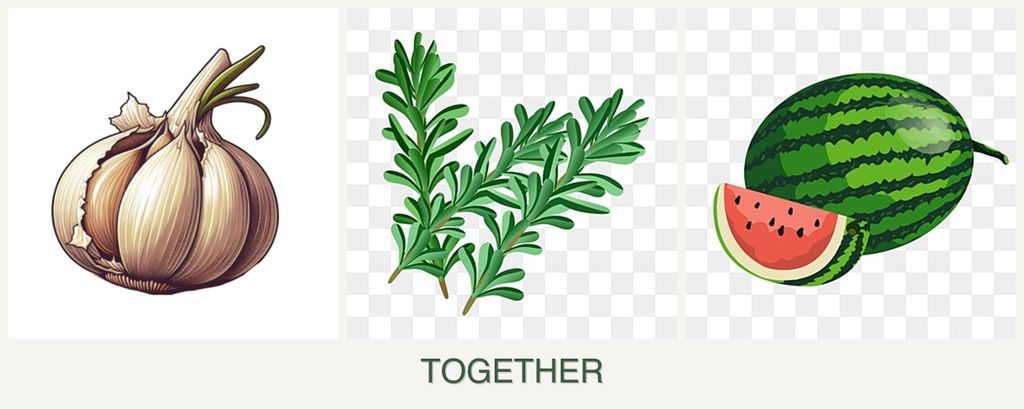 Can you plant garlic, rosemary and melons together?