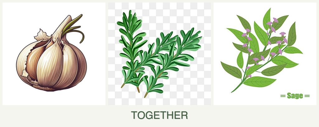 Can you plant garlic, rosemary and sage together?