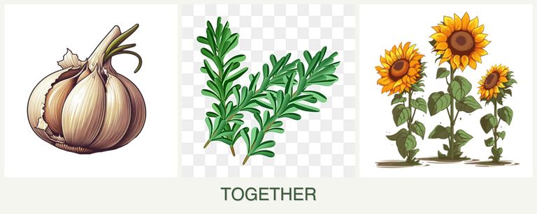 Can you plant garlic, rosemary and sunflowers together?