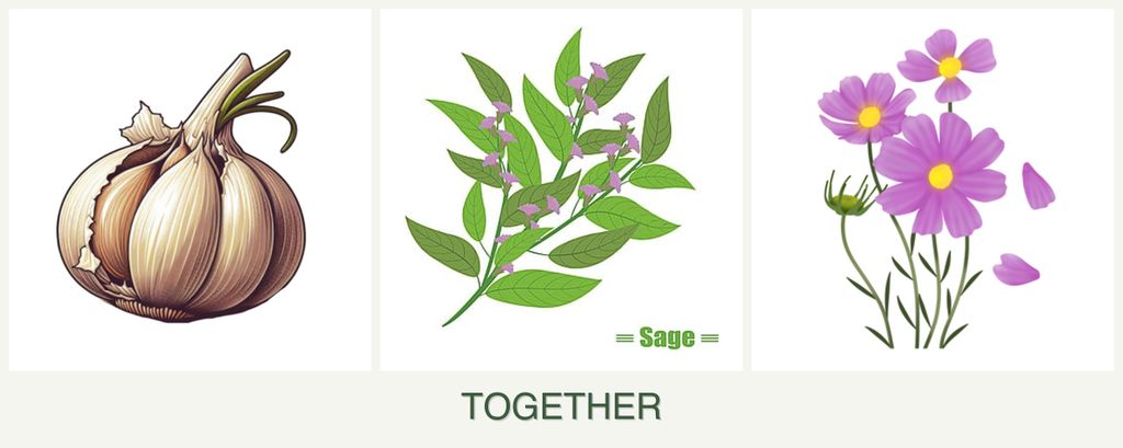 Can you plant garlic, sage and cosmos together?