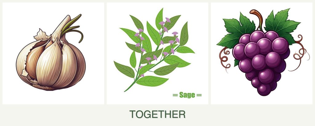 Can you plant garlic, sage and grapes together?