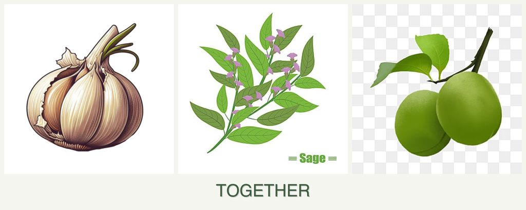 Can you plant garlic, sage and plums together?