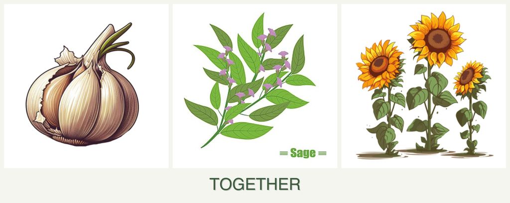 Can you plant garlic, sage and sunflowers together?