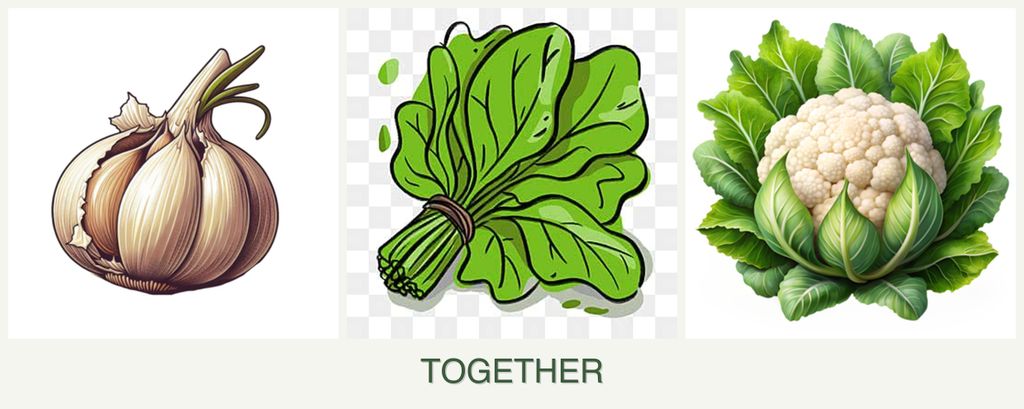 Can you plant garlic, spinach and cauliflower together?