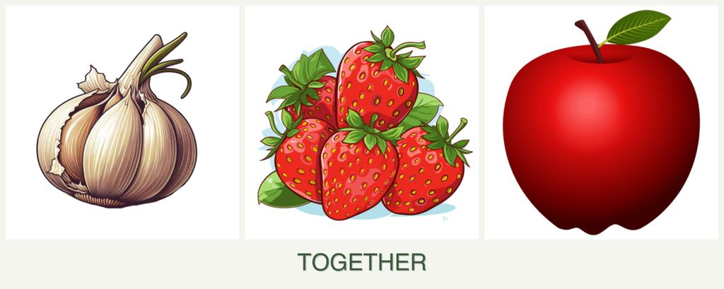 Can you plant garlic, strawberries and apples together?