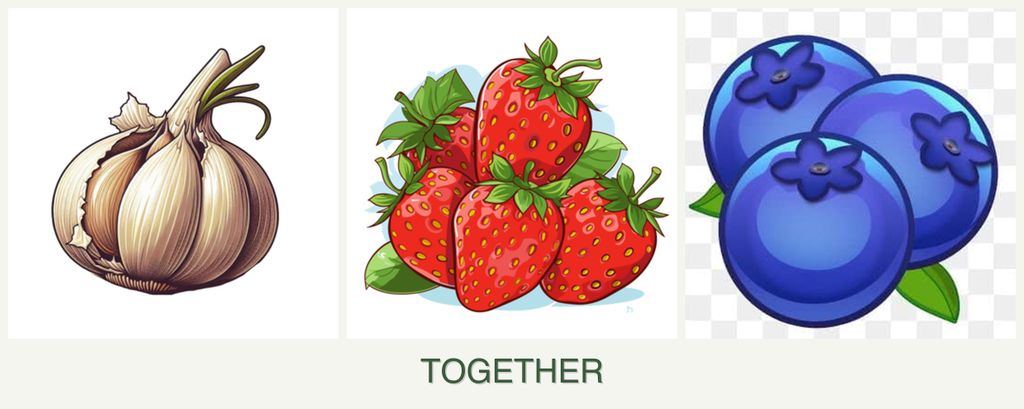 Can you plant garlic, strawberries and blueberries together?